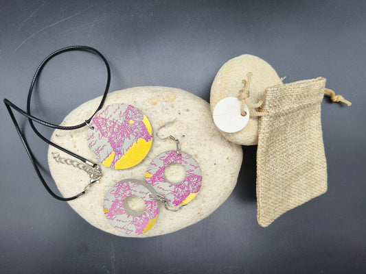Parure Papillor faite main en Raysin 200, collier et boucles d’oreilles rondes