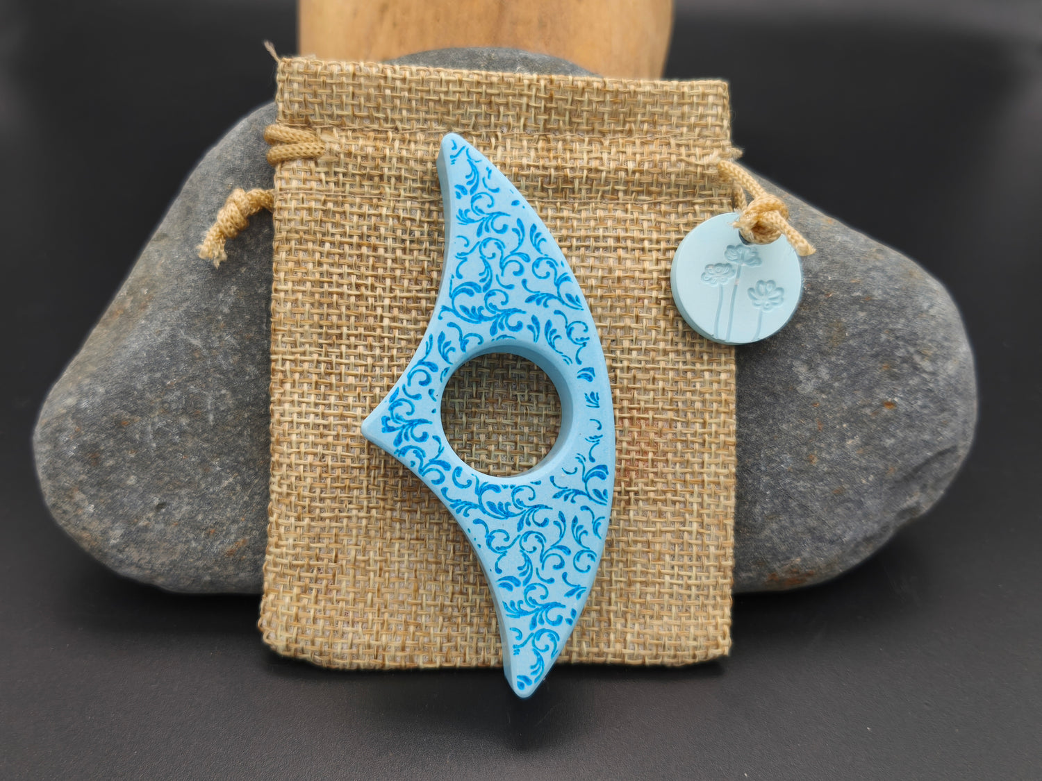 Bague de lecture artisanale gamme Distinguée bleu arabesque – fait main en Gironde en Raysin 200