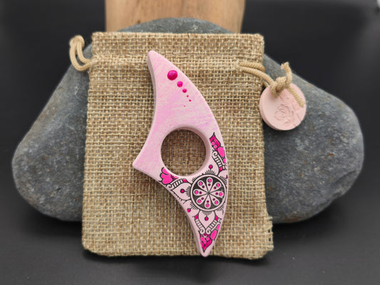 Bague de lecture artisanale gamme Distinguée rose mandala graphique – fait main en Gironde en Raysin 200